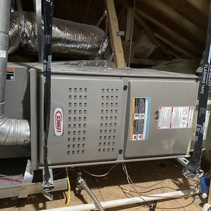 Horizontal attic furnace and air-handler installation.