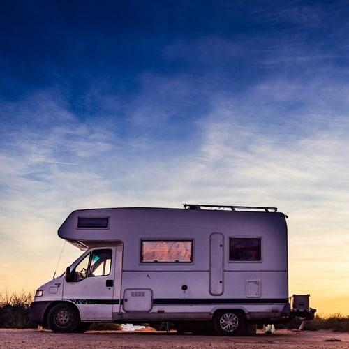 an RV on the road