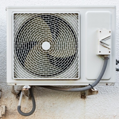 a fan in an air conditioner compressor